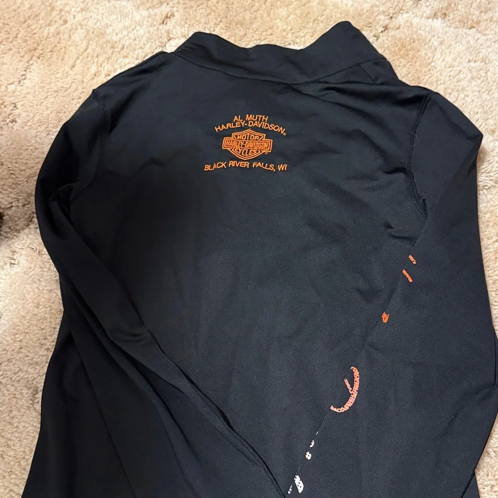 Harley-Davidson Black and Orange Quarter-Zip Shirt - Picture 5 of 5
